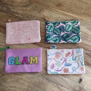 Ipsy 4 Bag Pink Floral Plant Glam Bundle
